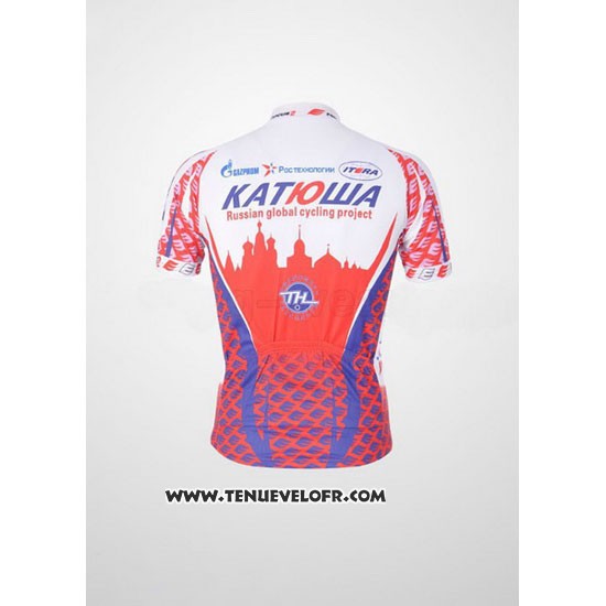 2011 Maillot Ciclismo Katusha Blanc et Rouge Manches Courtes et Cuissard